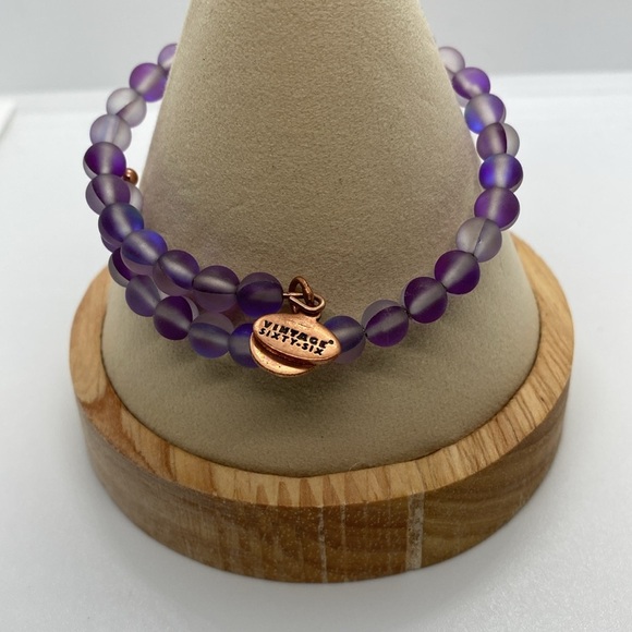 Alex and Ani Pink & Purple Bracelet Set of 4 in Shiny Rose Gold/Like New - Picture 9 of 9